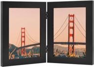 frametory double hinged picture frame - glass front, vertical display for two pictures, ideal for desktop or table (black, 5x7) логотип