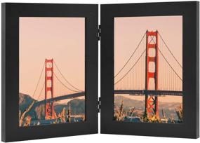 img 4 attached to Frametory Double Hinged Picture Frame - Glass Front, Vertical Display for Two Pictures, Ideal for Desktop or Table (Black, 5x7)