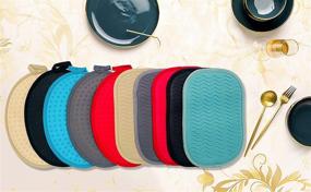 img 3 attached to 🥘 Honla 4 Piece Rectangular Pot Holders - Heat Resistant up to 500°F with Silicone Grip, Teal