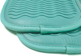 img 2 attached to 🥘 Honla 4 Piece Rectangular Pot Holders - Heat Resistant up to 500°F with Silicone Grip, Teal