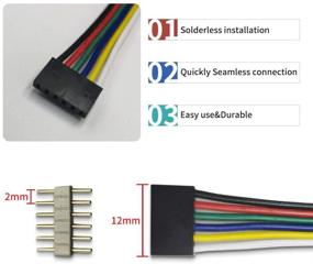 img 1 attached to 🔌 High-Quality 6Pin LED Extension Cable for Philips Hue LightStrip Plus V3 and Standard 6Pin RGBWW RGBCCT Strip Lights - GIDERWEL Wide 12mm LED Strip Connector - Solderless LED Connection (3.3ft, 2 Pack)