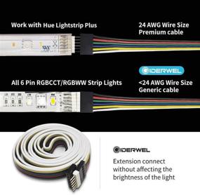 img 3 attached to 🔌 High-Quality 6Pin LED Extension Cable for Philips Hue LightStrip Plus V3 and Standard 6Pin RGBWW RGBCCT Strip Lights - GIDERWEL Wide 12mm LED Strip Connector - Solderless LED Connection (3.3ft, 2 Pack)