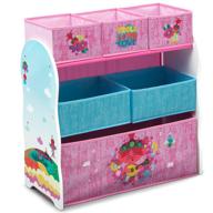 🧸 trolls world tour toy organizer with 6 bins - designed and stored by delta children logo