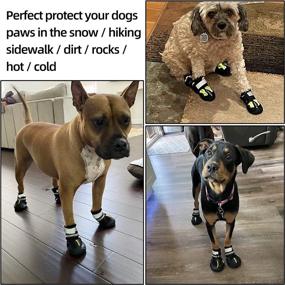 img 1 attached to 🐾 Waterproof Dog Boots - Hcpet Dog Shoes with Reflective Rugged Anti-Slip Sole for Small to Large Dogs, Skid-Proof Outdoor Dog Rain Boots, Stretchable Paw Protectors 4Ps