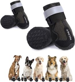 img 4 attached to 🐾 Waterproof Dog Boots - Hcpet Dog Shoes with Reflective Rugged Anti-Slip Sole for Small to Large Dogs, Skid-Proof Outdoor Dog Rain Boots, Stretchable Paw Protectors 4Ps