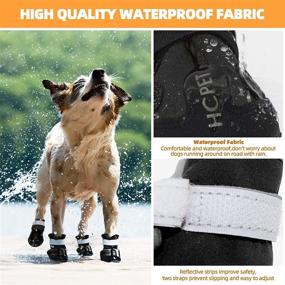 img 2 attached to 🐾 Waterproof Dog Boots - Hcpet Dog Shoes with Reflective Rugged Anti-Slip Sole for Small to Large Dogs, Skid-Proof Outdoor Dog Rain Boots, Stretchable Paw Protectors 4Ps