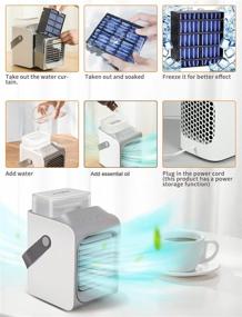 img 1 attached to 🌀 Portable Air Conditioner Fan with 90° Automatic Head-Shaking and Spray Humidification - 3 in 1 Air Cooler, Humidifier, and Purifier, Rechargeable 4000mAh Battery, 3 Fan Speeds, 7 Colors LED Lights Gradient Cycling