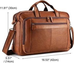 img 2 attached to 👜 BAIGIO Men's Tan Leather 17-inch Laptop Business Briefcase Shoulder Tote Bag Portfolio Satchel Lawyers Briefcases for Men - Improved SEO