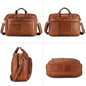 img 3 attached to 👜 BAIGIO Men's Tan Leather 17-inch Laptop Business Briefcase Shoulder Tote Bag Portfolio Satchel Lawyers Briefcases for Men - Improved SEO