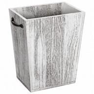 rustic brown wood trash can by liantral - farmhouse style wastebasket bin with retro metal handles design for bathroom, office, bedroom, living room logo