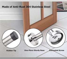 img 3 attached to 🚪 High-Quality Stainless Steel Door Stopper with Sound Dampening Rubber Bumper - Wall Mount Safety Door Holder (32 PCS)