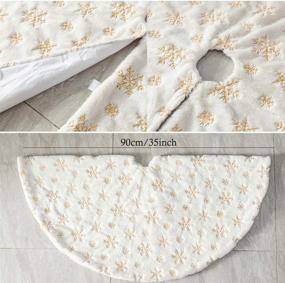 img 2 attached to 🎄 Atiming White Plush Christmas Tree Skirt: Elegant Snow White Fur with Gold Sequin Snowflake Accent - 35 inches, Ideal for Christmas New Year Decorations