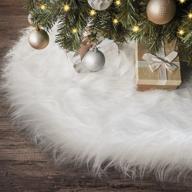 🎄 48-inch ivenf christmas tree skirt: snow white luxury plush faux fur skirt for rustic xmas decorations logo