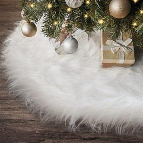 img 4 attached to 🎄 48-Inch Ivenf Christmas Tree Skirt: Snow White Luxury Plush Faux Fur Skirt for Rustic Xmas Decorations
