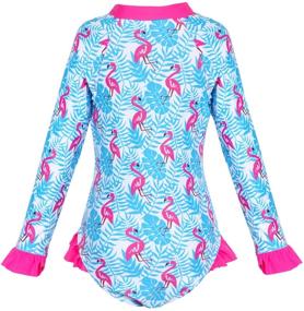 img 2 attached to 👙 Nidoul Girls Long Sleeve One Piece Zipper Swimsuit Rash Guard - Beach Swimwear with Sun Protection for Ages 4-8 Years