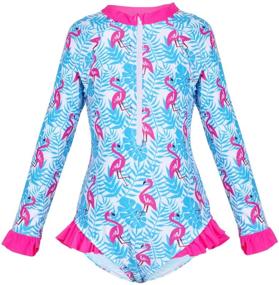 img 4 attached to 👙 Nidoul Girls Long Sleeve One Piece Zipper Swimsuit Rash Guard - Beach Swimwear with Sun Protection for Ages 4-8 Years