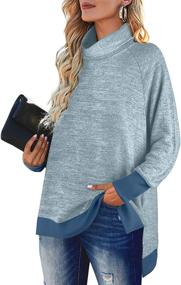 img 3 attached to OFEEFAN Women's Turtle Neck Sweatshirts: Stylish High Low Hem with Side Slit