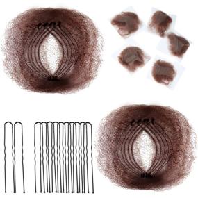 img 4 attached to 💆 Invisible Hair Nets and U Shaped Pins Set - 50 Pieces, 40 Pins - Perfect for Ballet Buns, Sleeping, Women, and Wigs