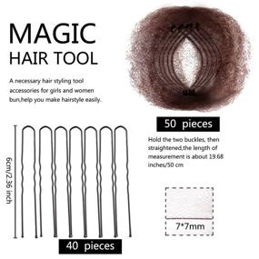 img 3 attached to 💆 Invisible Hair Nets and U Shaped Pins Set - 50 Pieces, 40 Pins - Perfect for Ballet Buns, Sleeping, Women, and Wigs