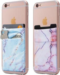 img 1 attached to Stretchy Marble Wallet Android Smartphones