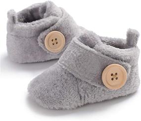 img 1 attached to 👶 BENHERO Baby Cozy Fleece Winter Booties - Warm Non Skid Soft Sole Shoes for Newborns and Infants