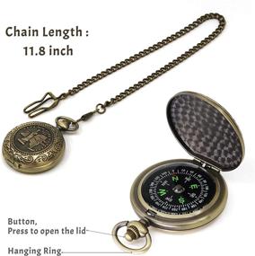 img 3 attached to Premium Pocket Compass with Chain: Classic Collection Antiqued Finish, Ideal Survival Gear for Kids Hiking, Camping, Motoring, Backpacking, and Outdoor Activities (Copper)