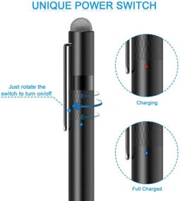 img 2 attached to MEKO 1.6mm Fine Tip Active Digital Stylus Pen with Universal Fiber Tip 2-in-1 for Drawing and Handwriting. Compatible with Apple Pen, iPad, iPhone, and Android Touchscreen Cellphones and Tablets. Color: Black.