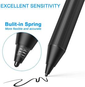 img 3 attached to MEKO 1.6mm Fine Tip Active Digital Stylus Pen with Universal Fiber Tip 2-in-1 for Drawing and Handwriting. Compatible with Apple Pen, iPad, iPhone, and Android Touchscreen Cellphones and Tablets. Color: Black.