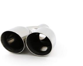 img 3 attached to 🔧 RP Remarkable Power Stainless Steel Weld-On Dual Round Angle Exhaust Tip Tailpipe - 2.5" Inlet, 2x3.5" Outlet, 9.5" Length - Duo Layer Design