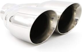 img 1 attached to 🔧 RP Remarkable Power Stainless Steel Weld-On Dual Round Angle Exhaust Tip Tailpipe - 2.5" Inlet, 2x3.5" Outlet, 9.5" Length - Duo Layer Design