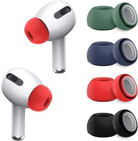 img 4 attached to 🎧 WQNIDE Антискользящие кремниевые насадки для Airpods Pro [4 пары] - сменные насадки для надежной посадки в зарядном кейсе (черные/синие/красные/зеленые)