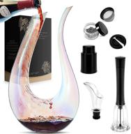 enhance your wine experience with our complete wine decanter set: red wine iridescent carafe, bottle opener, stopper, cleaning beads, pour, and colorful aerator! perfect gift set for wine enthusiasts, crafted with 100% lead-free crystal glass логотип