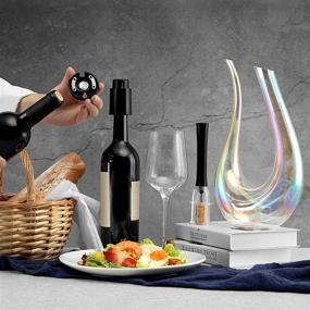 img 3 attached to Enhance Your Wine Experience with our Complete Wine Decanter Set: Red Wine Iridescent Carafe, Bottle Opener, Stopper, Cleaning Beads, Pour, and Colorful Aerator! Perfect Gift Set for Wine Enthusiasts, Crafted with 100% Lead-free Crystal Glass