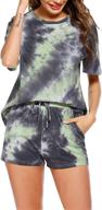 🌈 hotouch women's tie dye printed pajama set - cotton lounge set with short sleeve top and shorts - 2 piece sleepwear pj set logo