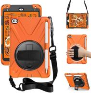 🍊 zenrich ipad mini 5 case 2019 ipad mini 4 case 2015 - heavy duty shockproof rugged case with pencil holder, kickstand, hand strap, carrying shoulder belt - orange - 7.9 inches tablet logo