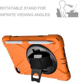 img 3 attached to 🍊 ZenRich iPad Mini 5 Case 2019 iPad Mini 4 Case 2015 - Heavy Duty Shockproof Rugged Case with Pencil Holder, Kickstand, Hand Strap, Carrying Shoulder Belt - Orange - 7.9 inches Tablet