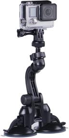 img 4 attached to Держатель Smatree Double Suction Cup Mount: Усиленная сила вакуума для камер GoPro Max/Hero 10/9/8/7/6/5/4/3+/3/2/1/ Hero Session/для DJI OSMO Action Camera (Обновленная версия)