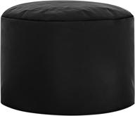 gouchee home brava pouf collection: stylish polyester upholstered 🪑 round pouf/ottoman in black - a contemporary addition for any space logo