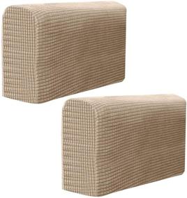 img 2 attached to 🪑 BESPORTBLE Stretchable Chair Arm Protectors: Premium Sofa Armrest Cover for Enhanced Home and Office Protection - Light Brown (2pcs)