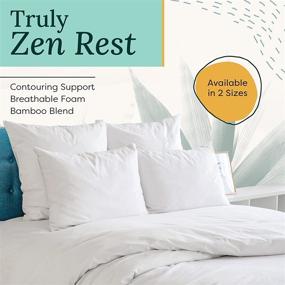 img 3 attached to 🌿 Experience Ultimate Comfort with Zen Bamboo Pillows for Sleeping - Set of 2 Queen Size Pillows - Cool, Breathable Cover, Ideal for Back, Stomach, or Side Sleepers - 51 x 76 Inches