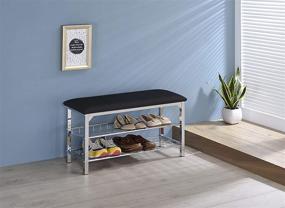 img 2 attached to 👞 King's Brand Chrome/Black Vinyl Shoe Rack Organizer & Bench: Streamline Your Space with Style and Functionality