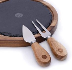 img 3 attached to 🧀 Cheese Knife Set with Wood Cutting Board and Slate Serving Board