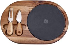 img 4 attached to 🧀 Cheese Knife Set with Wood Cutting Board and Slate Serving Board