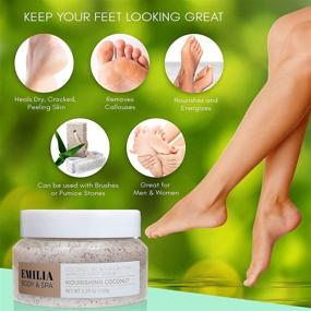 img 1 attached to 👣 Emilia Dead Sea Salt Foot Scrub - Organic Exfoliating Scrub for Body, Hand & Feet - Feet Exfoliator with Coconut Oil and Shea Butter - Effective for Bath, Pedicure, Cracked Heel - Pure Care