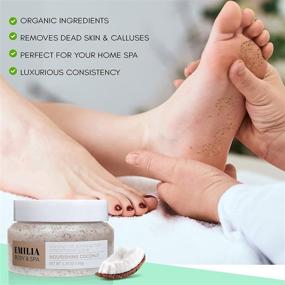 img 3 attached to 👣 Emilia Dead Sea Salt Foot Scrub - Organic Exfoliating Scrub for Body, Hand & Feet - Feet Exfoliator with Coconut Oil and Shea Butter - Effective for Bath, Pedicure, Cracked Heel - Pure Care