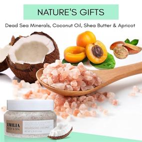 img 2 attached to 👣 Emilia Dead Sea Salt Foot Scrub - Organic Exfoliating Scrub for Body, Hand & Feet - Feet Exfoliator with Coconut Oil and Shea Butter - Effective for Bath, Pedicure, Cracked Heel - Pure Care