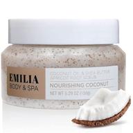 👣 emilia dead sea salt foot scrub - organic exfoliating scrub for body, hand & feet - feet exfoliator with coconut oil and shea butter - effective for bath, pedicure, cracked heel - pure care logo