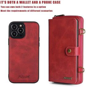 img 3 attached to Misscase Wallet Case for iPhone 12 Pro Max 6.7 inch - Multi-Functional Detachable Magnetic Wallet Case with Card Holder, Kickstand Flip Cover, and Lanyard - PU Leather - Red