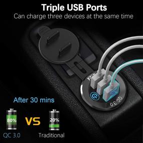 img 3 attached to ⚡️ Qidoe 12V USB Aluminum Car Charger [2-Pack] with Triple USB Outlet and Touch Power Switch