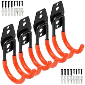 img 4 attached to 🔧 Maximize Garage Storage with Wall Mount Double Hooks - Heavy Duty Steel (4Pack Orange 2.8" Round J Hook)